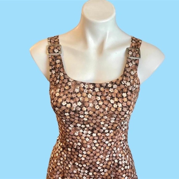 Vintage 90’s ditsy floral mini overall dress - Picture 3 of 4